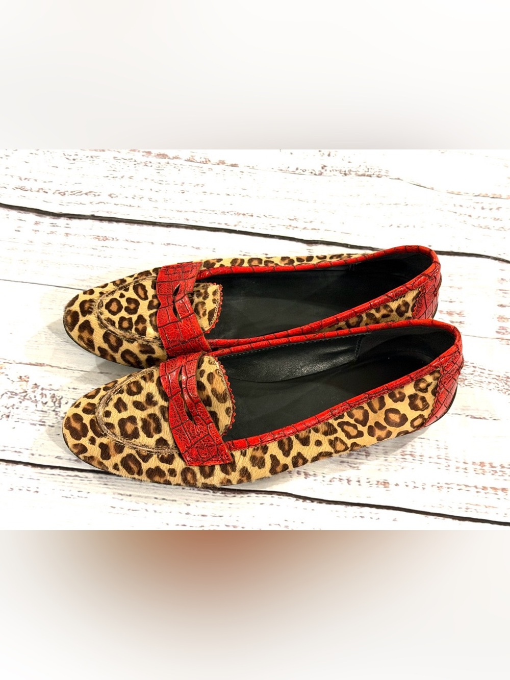 Donald J Pliner Couture Halla Size 8.5N Jaguar embossed loafer Calf Hair Leather